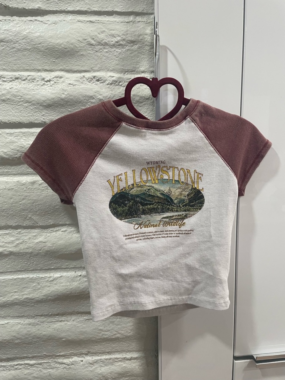 🚫🚫SOLD🚫🚫Vintage Style Yellow Stone Graphic Women’s Baby Tee  Ringer Shirt